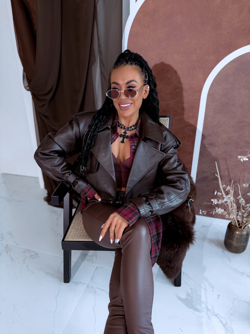 Crop ādas imitācijas jaka "TOFFEE NUT CV2195-10" - choco