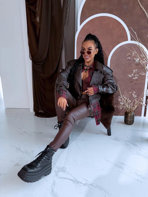 Crop ādas imitācijas jaka "TOFFEE NUT CV2195-10" - choco