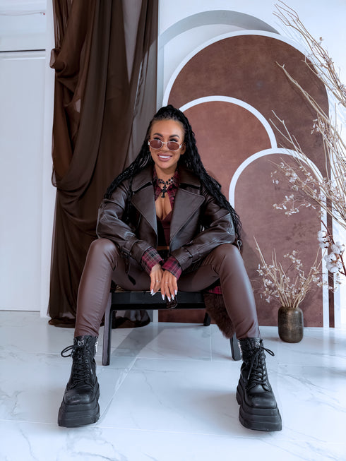 Crop ādas imitācijas jaka "TOFFEE NUT CV2195-10" - choco