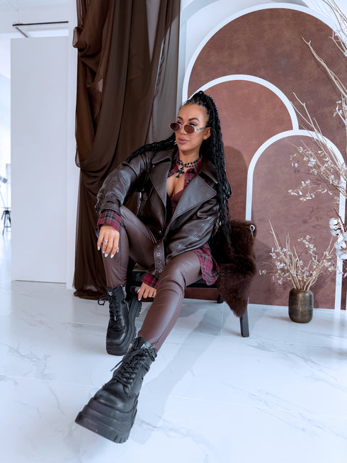 Crop ādas imitācijas jaka "TOFFEE NUT CV2195-10" - choco