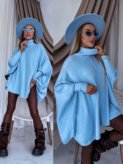 LARGE SIZE sweater "POSITIVE Z034" - light blue