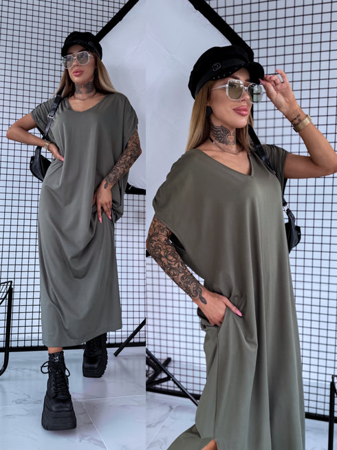 Эластичное платье "KOSMO LS1699" - ХАКИ