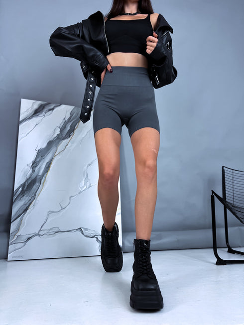 Короткие шорты с утяжкой "Riekstiņš" - СЕРЫЕ