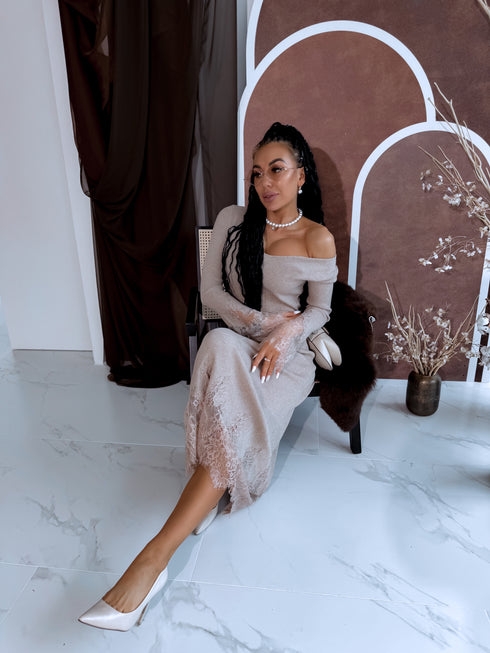 Fitted dress "EMBER FIRE 552" - DARK BEIGE