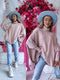 LARGE SIZE sweater "POSITIVE Z034" - old pink