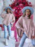 LARGE SIZE sweater "POSITIVE Z034" - old pink