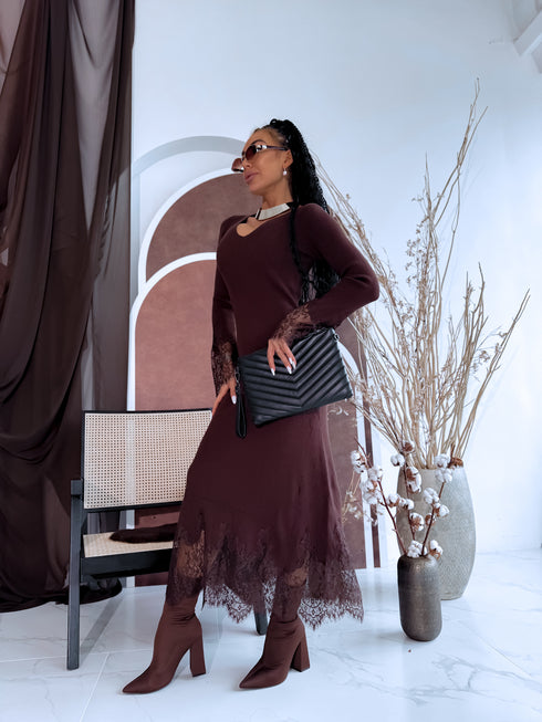 Fitted dress "EMBER FIRE 552" - CHOCO