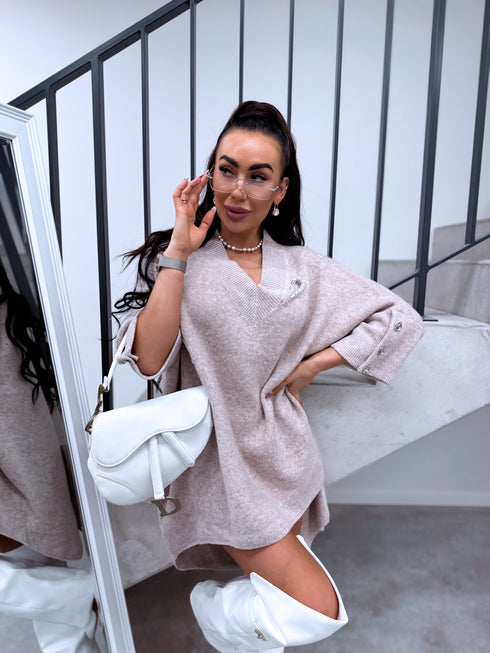 "BOND" pagarināts lielizmēra džemperis 3888L - TUMŠI BĒŠS