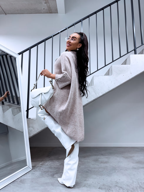 "BOND" pagarināts lielizmēra džemperis 3888L - TUMŠI BĒŠS