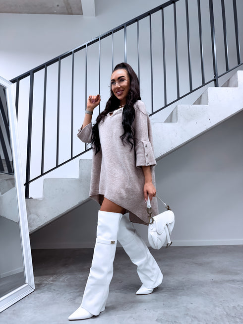 "BOND" pagarināts lielizmēra džemperis 3888L - TUMŠI BĒŠS