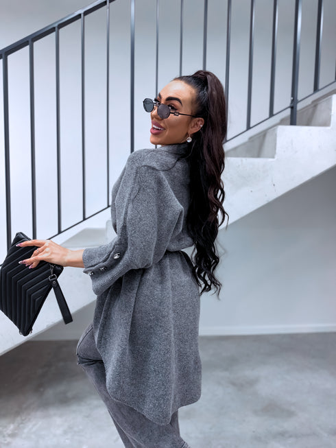 "BOND" удлинённый большого размера джемпер 3888L - СЕРЫЙ