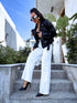 Classic, WHITE fabric pants "SEASON HIT" VS02