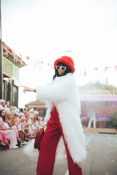 LUX artificial fur coat "ICY" LD05- white