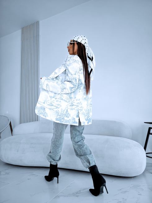 "LUXURY GEISHA" jacket - gray with white