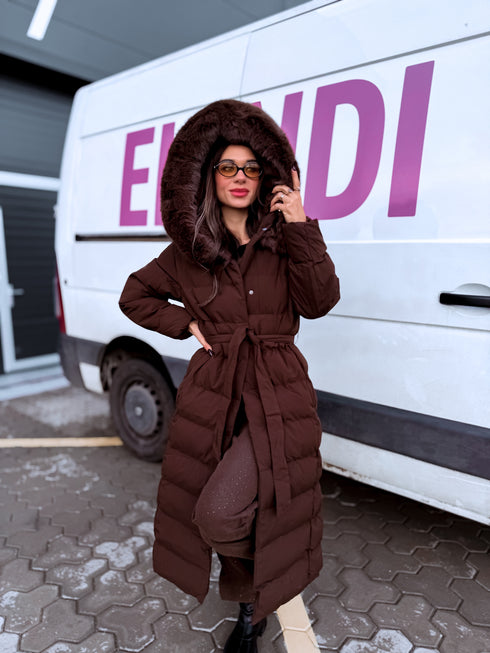 Длинная куртка "CLIMATE ZONE" FC7529 - шоколадно-коричневая