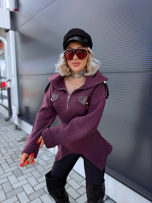 Zippered sweater "MENTOR 16088" - PURPLE