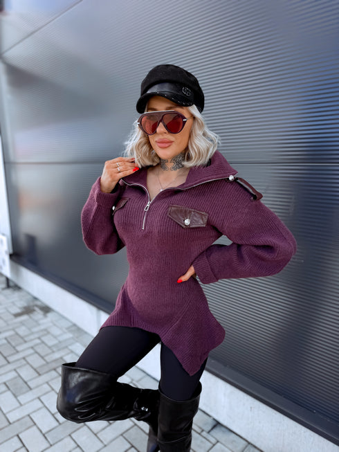 Zippered sweater "MENTOR 16088" - PURPLE