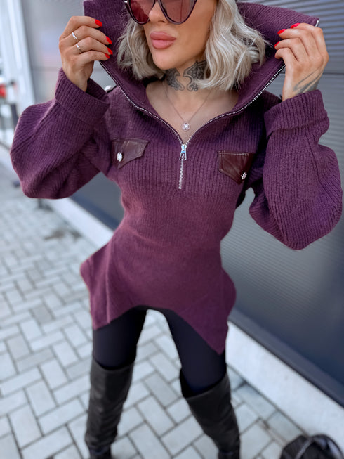 Zippered sweater "MENTOR 16088" - PURPLE