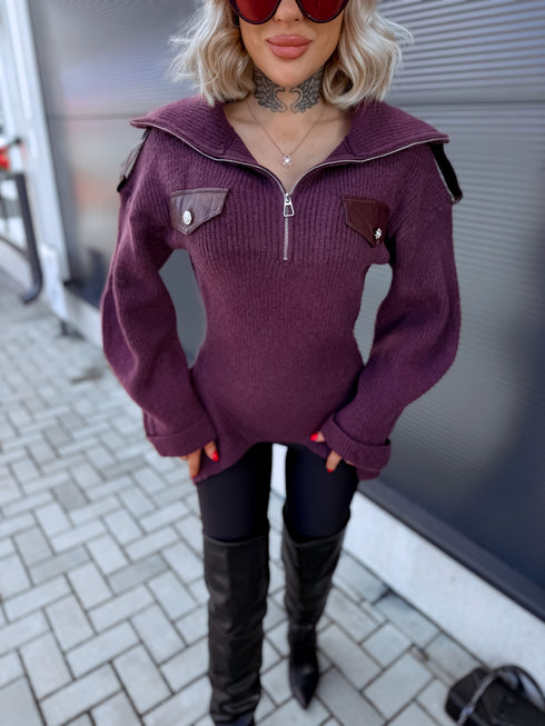 Zippered sweater "MENTOR 16088" - PURPLE