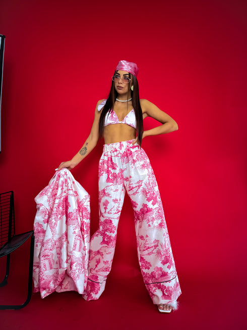 LUX platas bikses "GEISHA" - baltas ar rozā