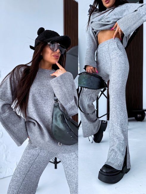 Knitted Set "SMOOTH LINES E5388" - GRAY