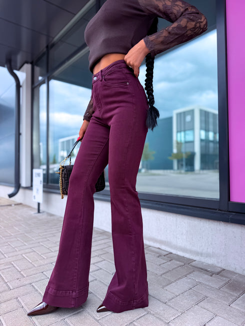 FLARED džinsa bikses "PURE BORDO" S009-132