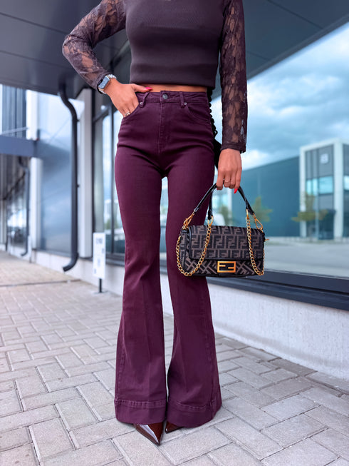 FLARED džinsa bikses "PURE BORDO" S009-132