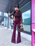 FLARED džinsa bikses "PURE BORDO" S009-132