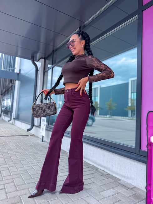 FLARED džinsa bikses "PURE BORDO" S009-132