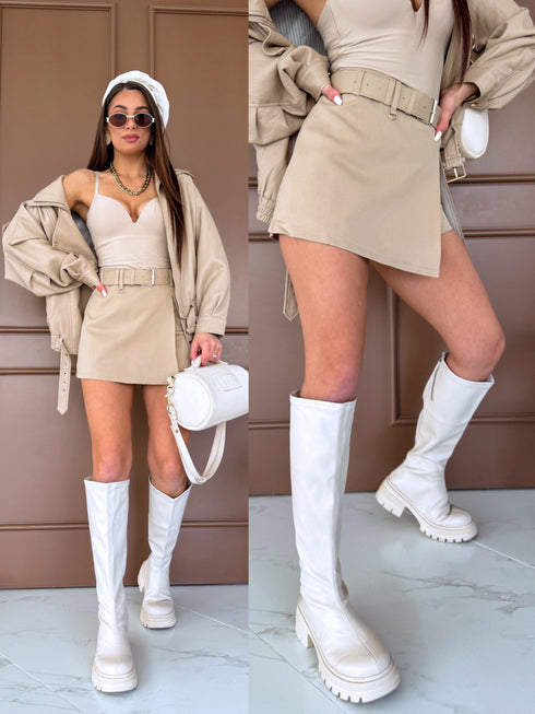 "SOPHIA CLASSIC" Skort W50072 + Belt - CARAMEL
