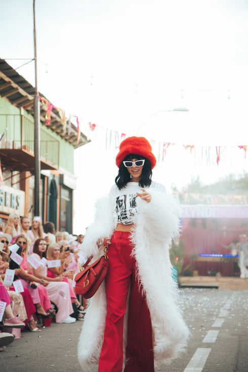 LUX artificial fur coat "ICY" LD05- white