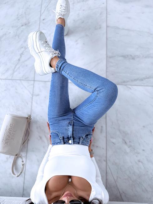 Blue denim pants without rips "WAVE" DJ2585