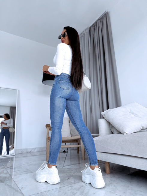 Blue denim pants without rips "WAVE" DJ2585