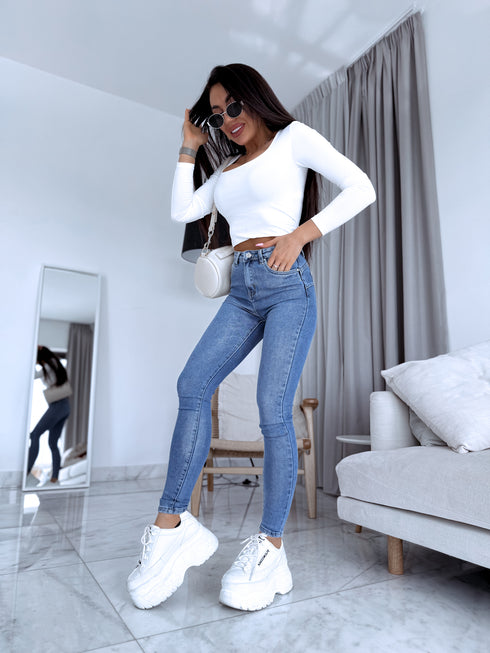 Blue denim pants without rips "WAVE" DJ2585