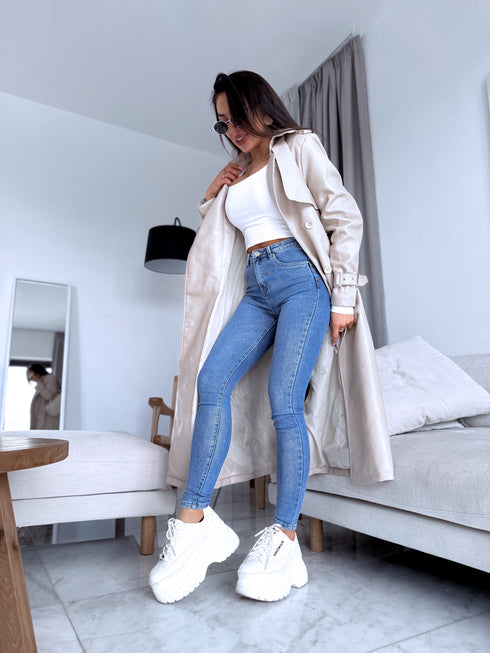 Blue denim pants without rips "WAVE" DJ2585