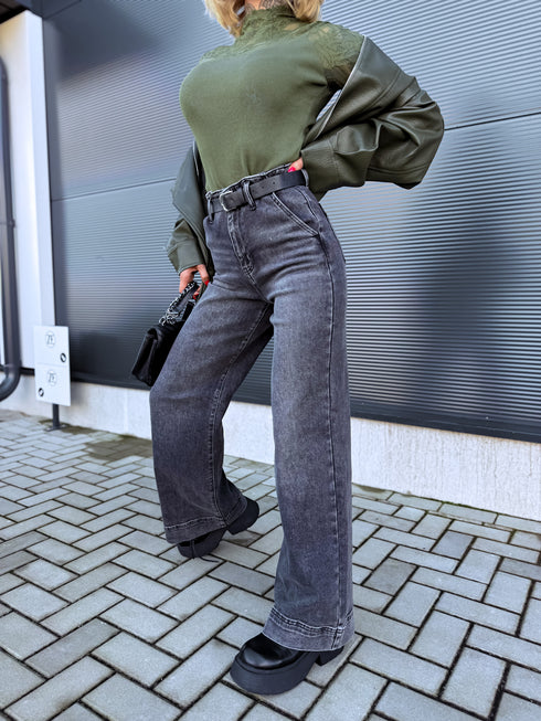 Džinsai "GREY CHARCOAL" T6358-8 + diržas