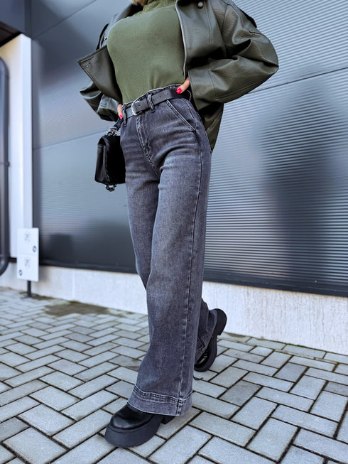 Džinsai "GREY CHARCOAL" T6358-8 + diržas