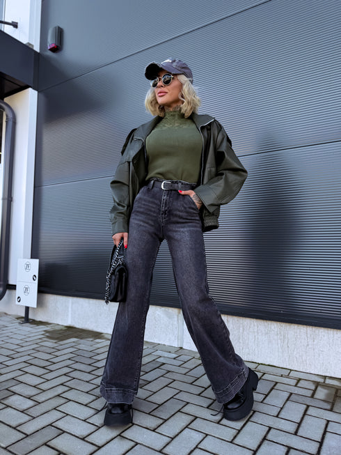 Džinsai "GREY CHARCOAL" T6358-8 + diržas