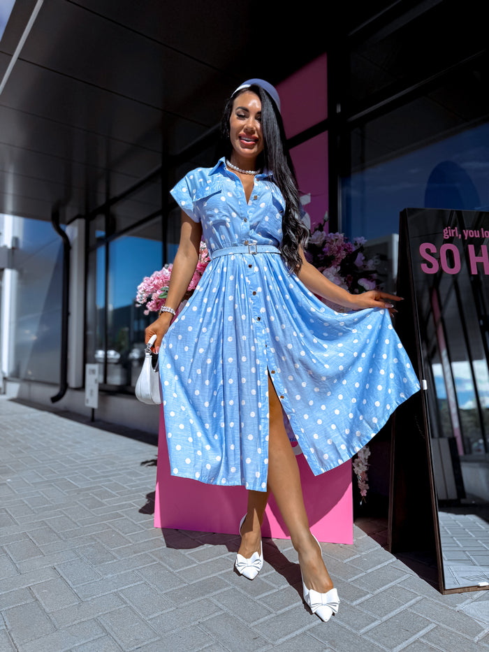 Dress with belt "LORETTA GZ3079" - LIGHT BLUE PRE-ORDER