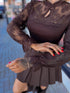 Top with lace sleeves "ISABELLE MC2933" - CHOCO