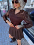 Top with lace sleeves "ISABELLE MC2933" - CHOCO