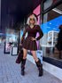 Top with lace sleeves "ISABELLE MC2933" - CHOCO