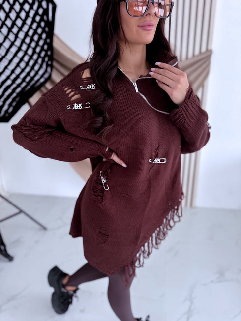 Džemperis ar plēsumiem "AXIS PL12300" - CHOCO