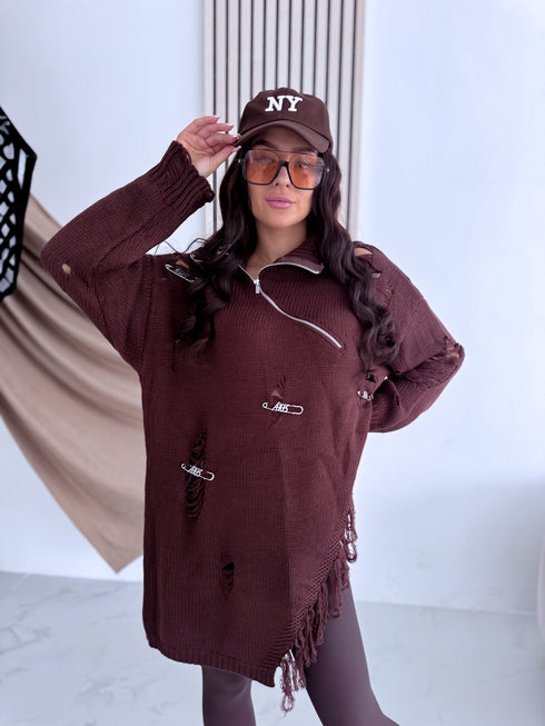 Džemperis ar plēsumiem "AXIS PL12300" - CHOCO