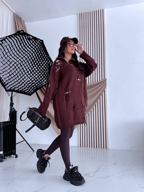 Džemperis ar plēsumiem "AXIS PL12300" - CHOCO