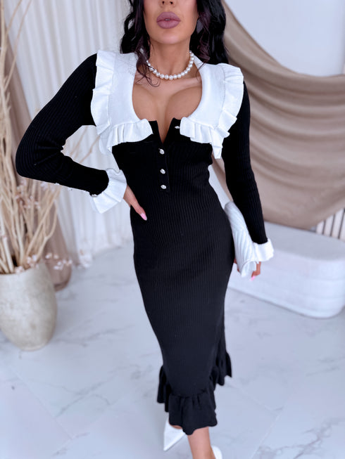 Adīta kleita "SMART LOOK CH943" - MELNA AR BALTU PRE-ORDER