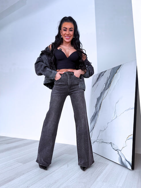 Джинсы "DIAMOND VEIL" T6327-12 - ТЕМНО-СЕРЫЕ