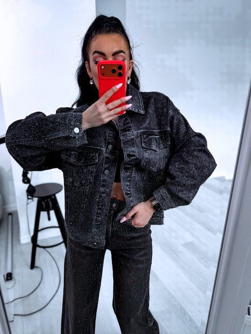 Джинсовая куртка "ICY RADIANCE" HM8503-2 - ТЕМНО-СЕРАЯ