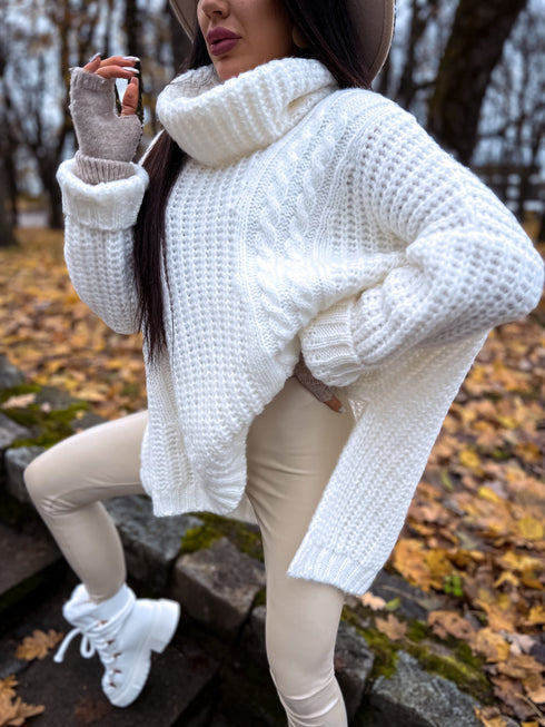 ELYNDI extended wool sweater - white
