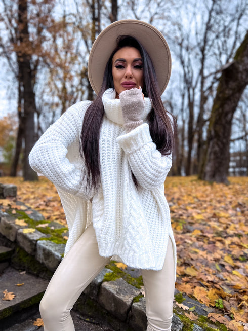 ELYNDI extended wool sweater - white